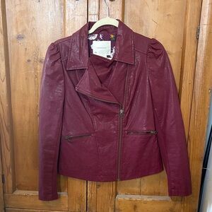 Anthropologie Deep Red Leather Jacket